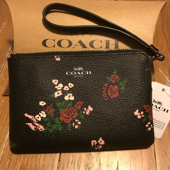 Coach Handbags - NEW Coach wristlet- black floral